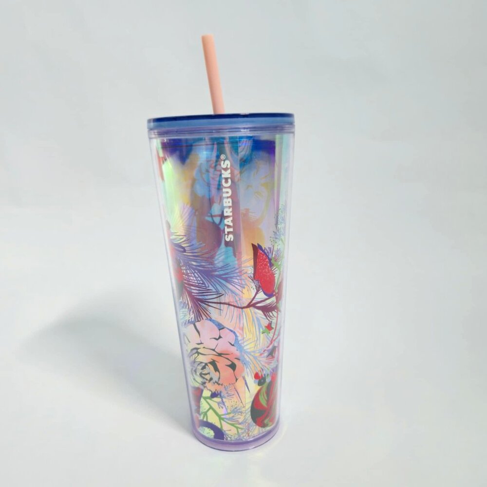 Starbucks Holiday Chirstmas Multicolored 24oz Large Venti Tumbler Cup lid straw